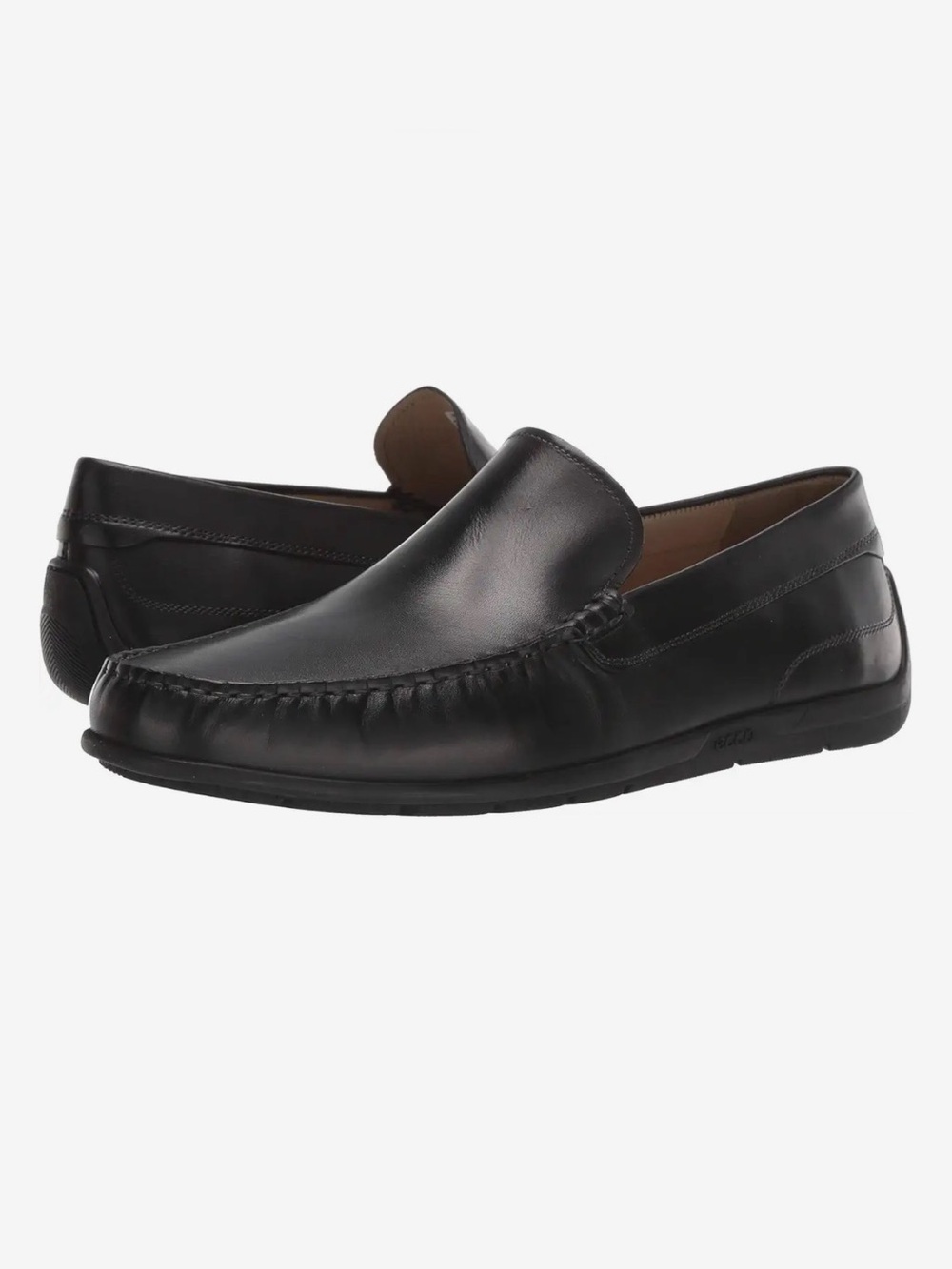 Ecco Mens Size 45 11-11.5 Black Leather Classic Moc 2.0 Slip-On Loafer Shoe EUC